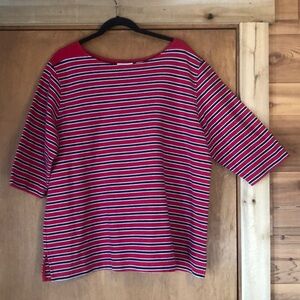 Wide neck striped knit tee